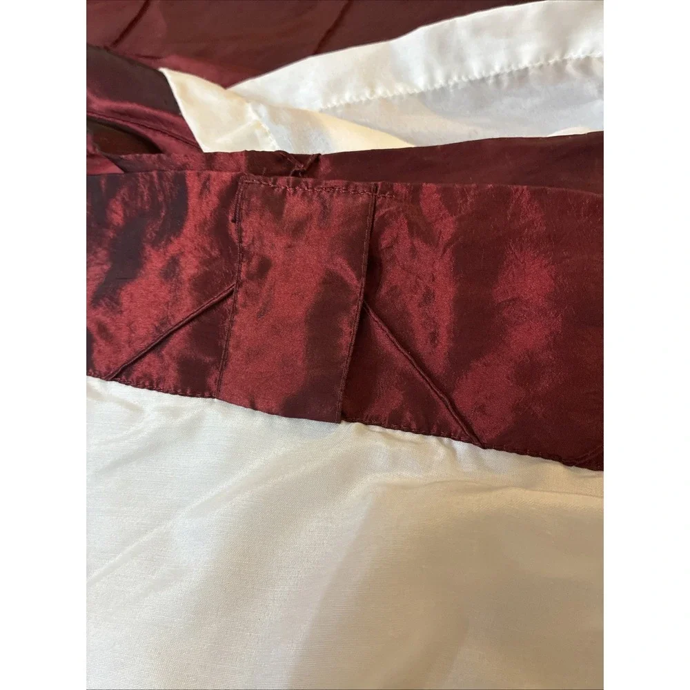 Pair Of Pintuck Taffeta Drapery Panels Burgundy 52x 82